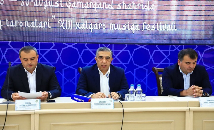 Samarqand Shahridagi Yoshlar Markazida 26-30 Avgust Kunlari Samarqandda Bo‘Lib O‘Tadigan «Sharq Taronalari» Xiii Xalqaro Musiqa Festivaliga Tayyorgarlik Jarayonlari, Tashkiliy Masalalar Yuzasidan Amalga Oshirilayotgan Ishlar Xususida Keng Jamoatchilik Va Oav Vakillariga Ma’Lumot Berish Maqsadida Mat